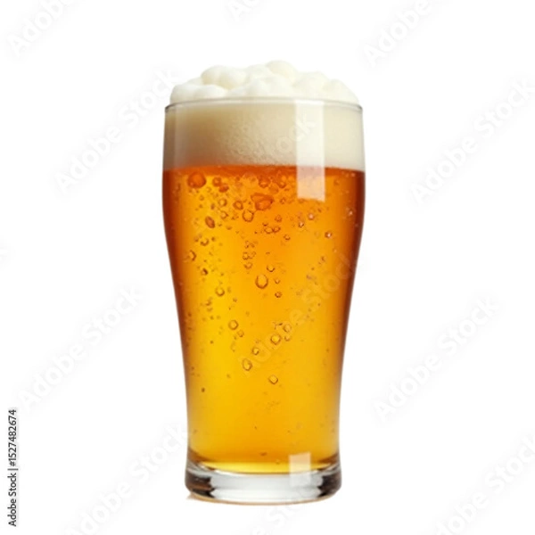 Fototapeta a glass of beer with foam white background