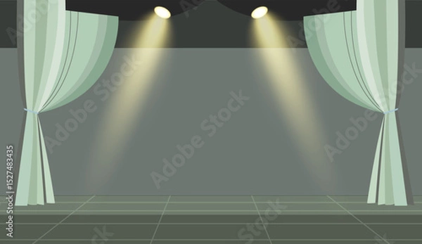 Obraz Classic performance scene with curtains and spotlight for dramatic or artistic design. Theater stage background.