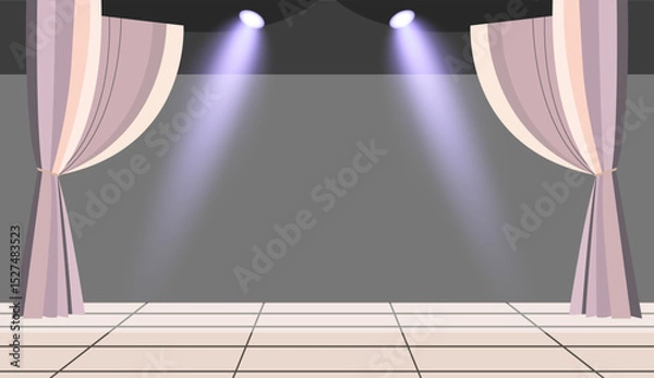 Obraz Theater stage background. Classic performance scene with curtains and spotlight for dramatic or artistic design