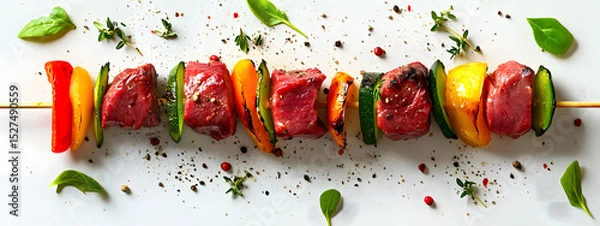 Obraz Raw Grill Skewers with Herbs