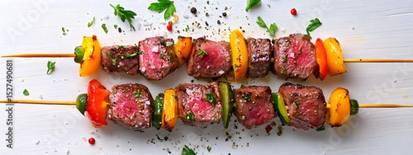 Obraz Raw Grill Skewers with Herbs