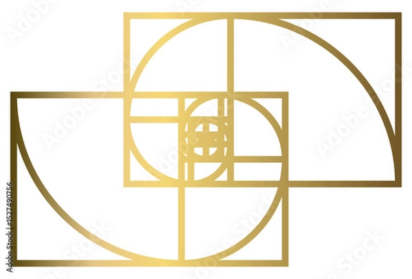 Fototapeta Golden Ratio with Gold Gradient , Phi, Fibonacci Sequence Illustration, Mathematical, Architectural Pattern, Sacred Geometry Clipart