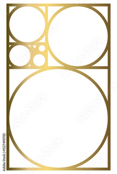 Fototapeta Golden Ratio with Gold Gradient , Phi, Fibonacci Sequence Illustration, Mathematical, Architectural Pattern, Sacred Geometry Clipart