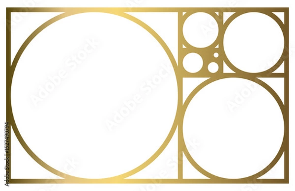 Fototapeta Golden Ratio with Gold Gradient , Phi, Fibonacci Sequence Illustration, Mathematical, Architectural Pattern, Sacred Geometry Clipart