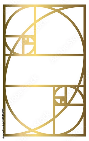 Fototapeta Golden Ratio with Gold Gradient , Phi, Fibonacci Sequence Illustration, Mathematical, Architectural Pattern, Sacred Geometry Clipart