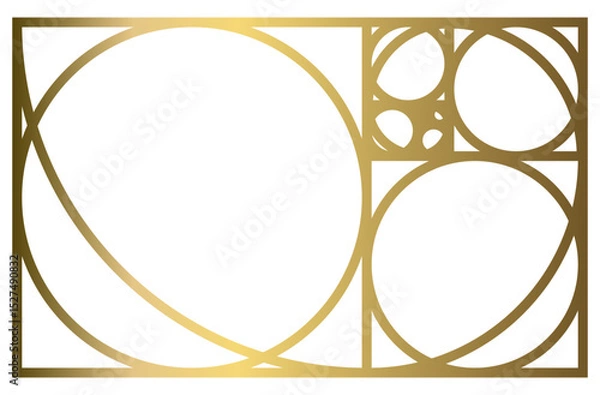 Fototapeta Golden Ratio with Gold Gradient , Phi, Fibonacci Sequence Illustration, Mathematical, Architectural Pattern, Sacred Geometry Clipart