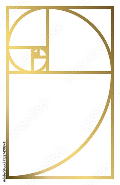 Fototapeta Golden Ratio with Gold Gradient , Phi, Fibonacci Sequence Illustration, Mathematical, Architectural Pattern, Sacred Geometry Clipart