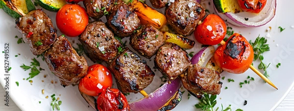 Obraz Fresh Grilled Beef Skewers