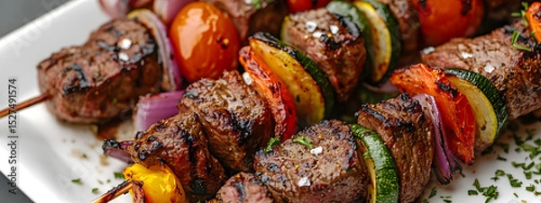 Obraz Fresh Grilled Beef Skewers