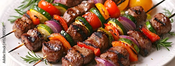 Obraz Fresh Grilled Beef Skewers