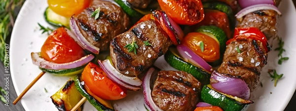 Obraz Fresh Grilled Beef Skewers