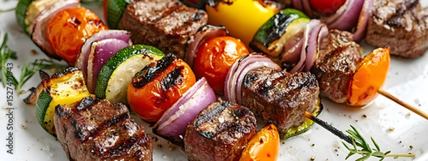 Obraz Fresh Grilled Beef Skewers