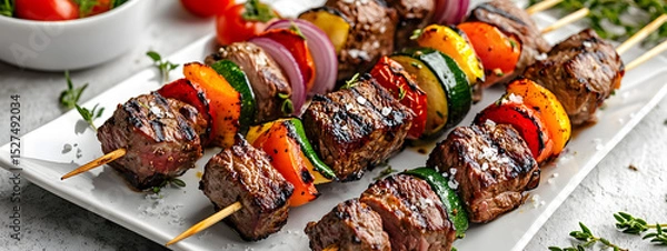 Obraz Fresh Grilled Beef Skewers