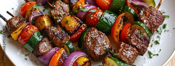 Obraz Fresh Grilled Beef Skewers