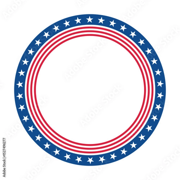 Fototapeta Circle Frame with Stars and Stripes - July 4th concept. Vector illustration