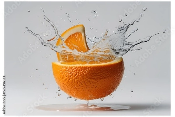 Fototapeta orangewith water splash isolated on solid background