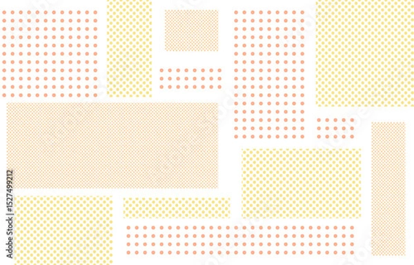 Fototapeta オレンジのドットミックスのパッチワーク風背景イラスト