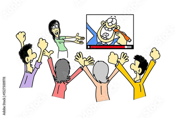 Obraz Cartoon characters disassembled animation sequence