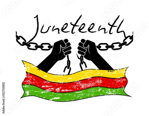 Fototapeta juneteenth, june 19, 1865, freedom day, high quality vector artwork, transparent background