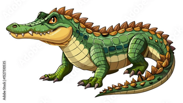 Fototapeta Wildlife crocodile isolated on white background with clipping path   Very beautiful