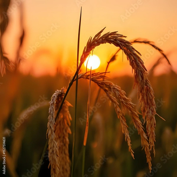 Obraz wheat field at sunset