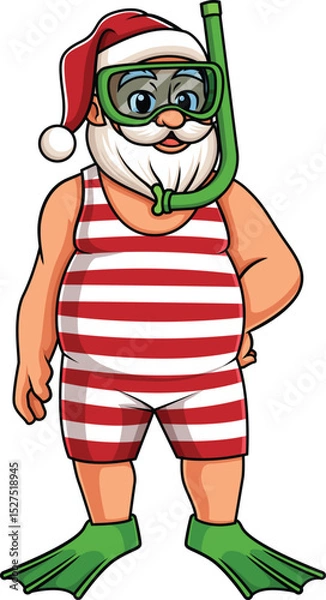 Fototapeta Summer Santa Claus With Snorkel Vector Image