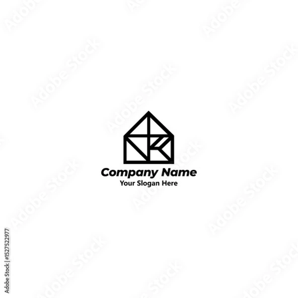 Fototapeta House logo , icon, vector, logo, symbol, design, illustration, business, sign, building, barn, shape, diamond, 3d, art, house, mail, button, concept, cube, element, technology, web, box, square