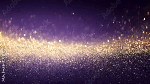 Fototapeta Gold and purple glitter background with bokeh and elegant gradient
