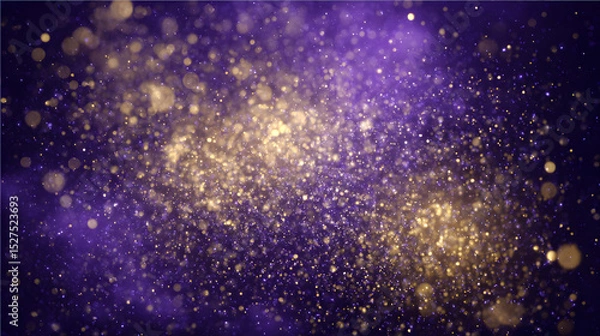 Fototapeta Gold and purple glitter background with bokeh and elegant gradient
