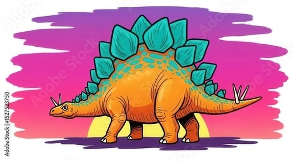 Obraz Cartoon stegosaurus with vibrant colors
