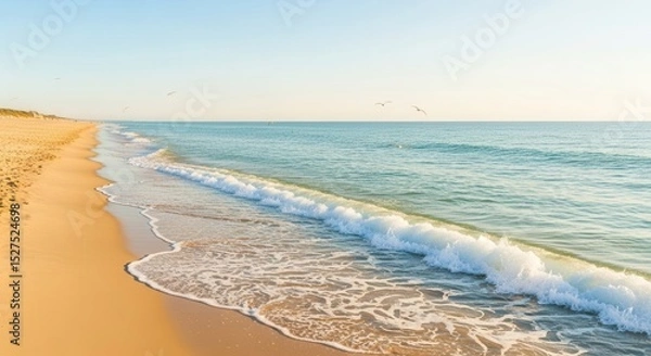 Obraz Serene beach with gentle waves golden sand the clear sky
