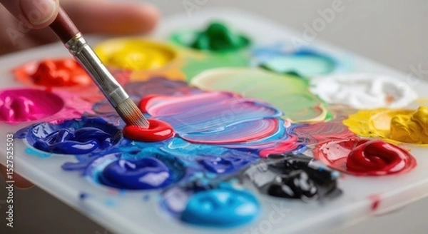 Obraz Colorful palette brush strokes in vibrant artistic expression