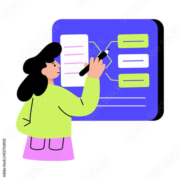Obraz Flat style illustration showing structured digital data system