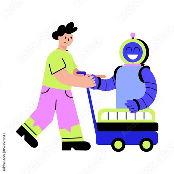 Obraz Flat style illustration showing a transporting robot