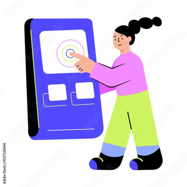 Obraz A flat illustration showing a character using a sensor machine