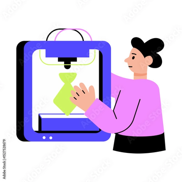 Obraz Flat style illustration showing an additive manufacturing