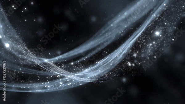 Fototapeta Abstract background with silver glitter and bokeh light effects, featuring a dreamy and elegant style suitable for festive or luxurious themes
