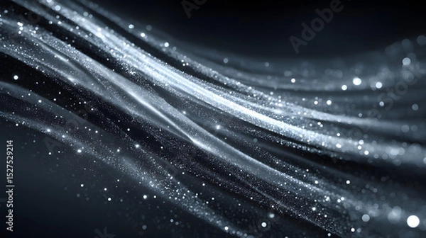 Fototapeta Abstract background with silver glitter and bokeh light effects, featuring a dreamy and elegant style suitable for festive or luxurious themes
