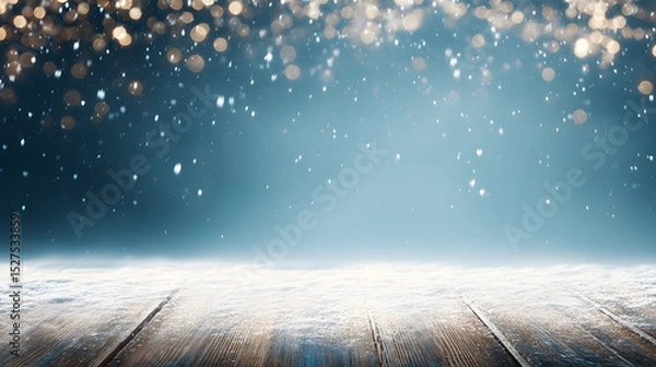 Fototapeta Beautiful snowflakes falling on the ground, pure winter background, serene and peaceful snowy scene
