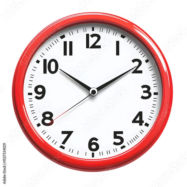 Obraz Vibrant red clock illustrating punctuality, time management, and time-telling