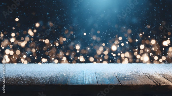 Fototapeta Beautiful snowflakes falling on the ground, pure winter background, serene and peaceful snowy scene
