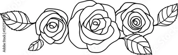 Obraz Beautiful bouquet of roses. Outline illustration for greeting card, wedding invitation and other holiday background.