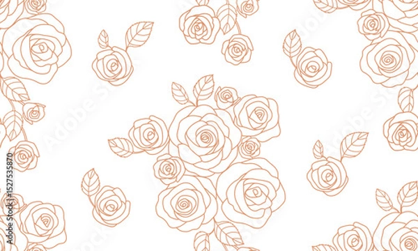 Obraz Rose outline seamless pattern. Spring floral vector illustration for fashion, textile, fabric, decoration.