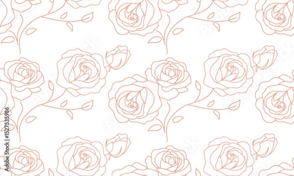 Obraz Rose outline seamless pattern. Spring floral vector illustration for fashion, textile, fabric, decoration.