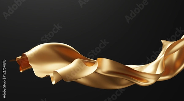 Fototapeta Gold luxury fabric isolated on black background 3D render