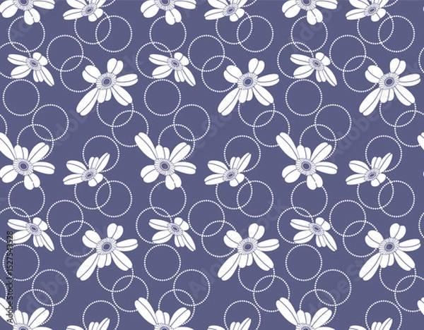 Fototapeta Japanese Pretty Flower Ring Vector Seamless Pattern