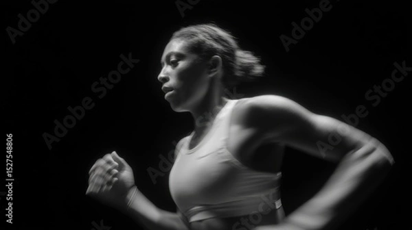 Obraz A woman running with her hair in a bun