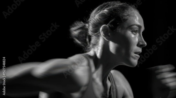 Obraz A woman running with her hair in a bun