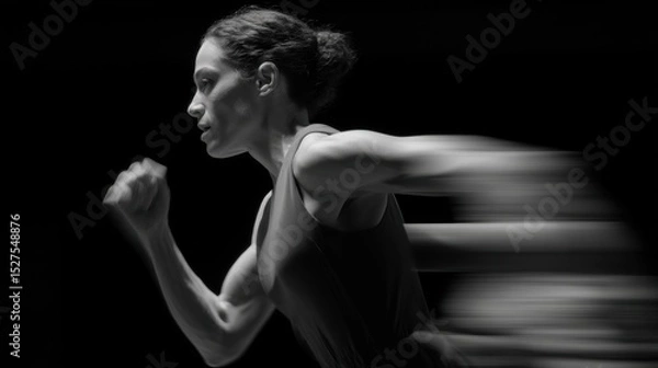 Obraz A woman running with her hair in a bun