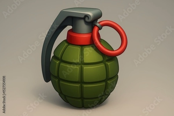 Obraz Illustrative Green Grenade with Red Ring Detail